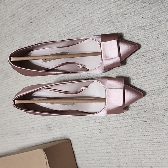 Zara Pointed Toe Tie Bow Pink Heels - Picture 1 of 5